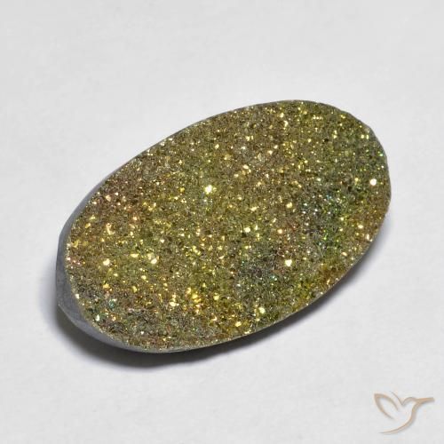Pyrite arc-en-ciel Multicolore naturelle ovale, 10.83 ct, Opaque