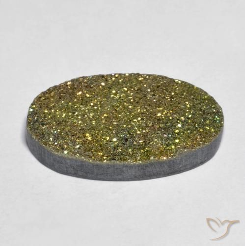 Pyrite arc-en-ciel Multicolore naturelle ovale, 10.83 ct, Opaque