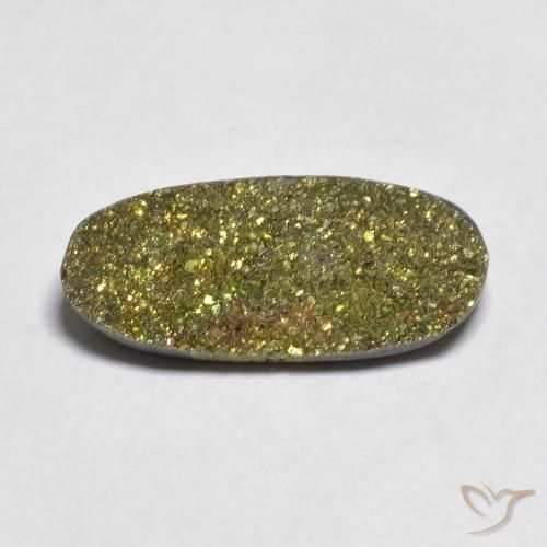 Pyrite arc-en-ciel Multicolore naturelle ovale, 7.24 ct, Opaque