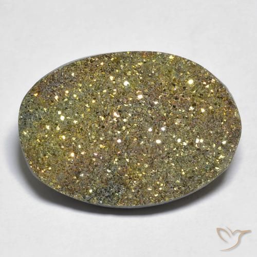 Pyrite arc-en-ciel Multicolore naturelle ovale, 18.36 ct, Opaque