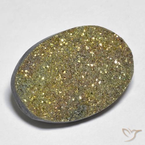 Pyrite arc-en-ciel Multicolore naturelle ovale, 18.36 ct, Opaque