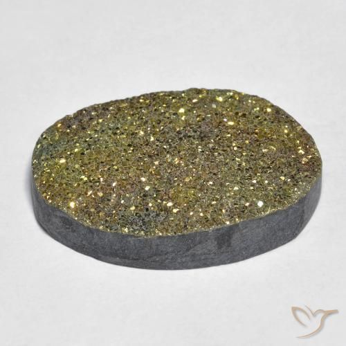Pyrite arc-en-ciel Multicolore naturelle ovale, 18.36 ct, Opaque