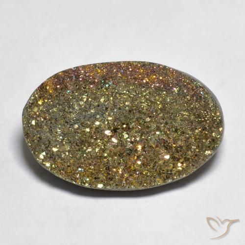 14.61ct Naturel Multicolore Pyrite arc-en-ciel, ovale, Opaque