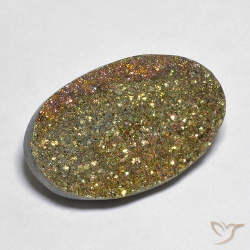 Pyrite arc-en-ciel Multicolore naturelle ovale, 14.61 ct, Opaque