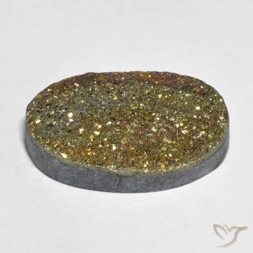 Pyrite arc-en-ciel Multicolore naturelle ovale, 14.61 ct, Opaque