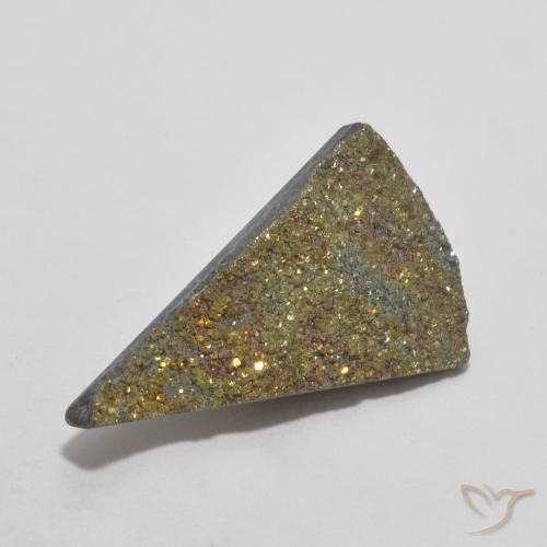Pyrite arc-en-ciel Multicolore naturelle Trillion, 4.43 ct, Opaque