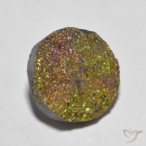 Pyrite arc-en-ciel multicolore naturelle coupe roude, 5,14 ct, opaque