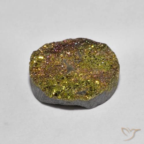 Pyrite arc-en-ciel multicolore naturelle coupe roude, 5,14 ct, opaque