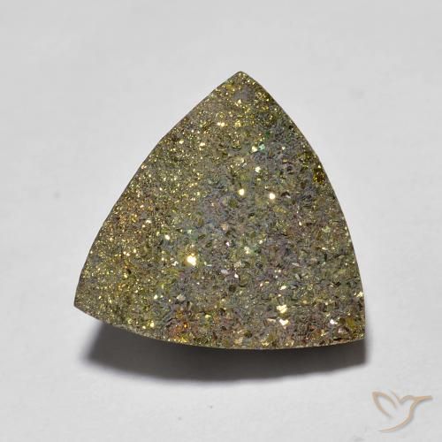 6.36ct Naturel Multicolore Pyrite arc-en-ciel, Trillion, Opaque