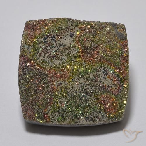 9.32ct Naturel Multicolore Pyrite arc-en-ciel, Carré, Opaque