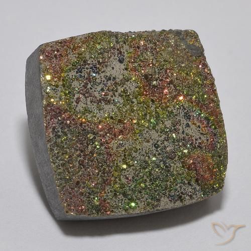 Pyrite arc-en-ciel Multicolore naturelle Carré, 9.32 ct, Opaque