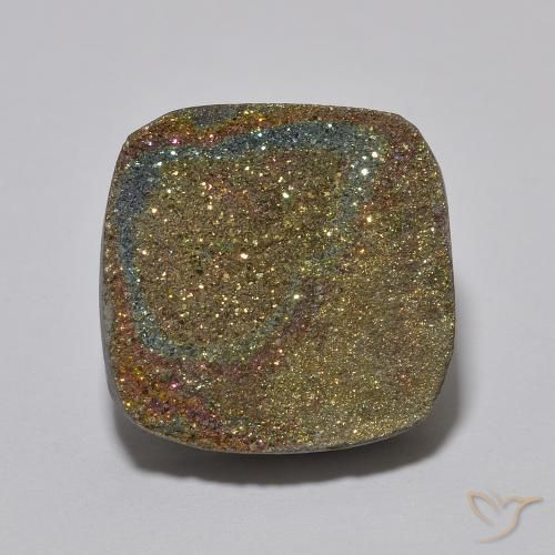 Pyrite arc-en-ciel Multicolore naturelle Coussin, 10.04 ct, Opaque