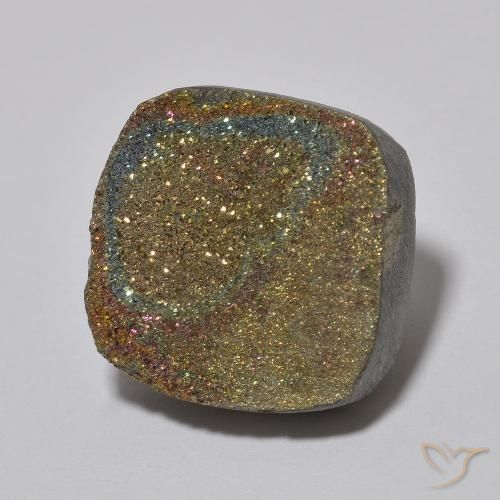 Pyrite arc-en-ciel Multicolore naturelle Coussin, 10.04 ct, Opaque