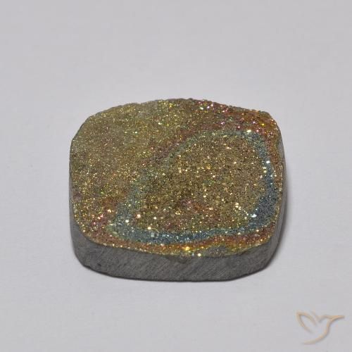 Pyrite arc-en-ciel Multicolore naturelle Coussin, 10.04 ct, Opaque