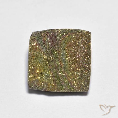 Pyrite arc-en-ciel Multicolore naturelle Carré, 8.26 ct, Opaque