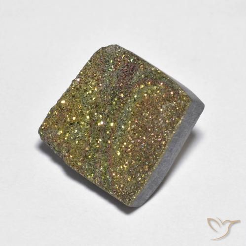 Pyrite arc-en-ciel Multicolore naturelle Carré, 8.26 ct, Opaque