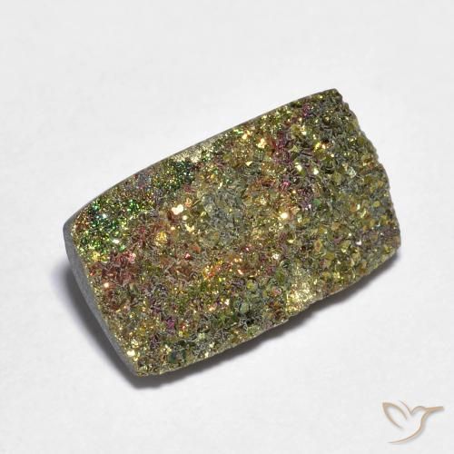 Pyrite arc-en-ciel multicolore naturelle baguette, 4,15 ct, opaque