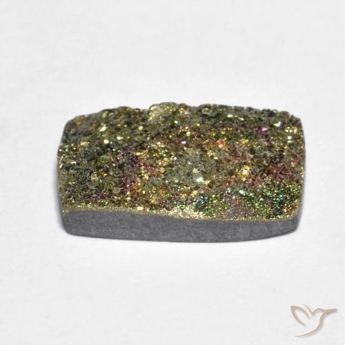 Pyrite arc-en-ciel multicolore naturelle baguette, 4,15 ct, opaque