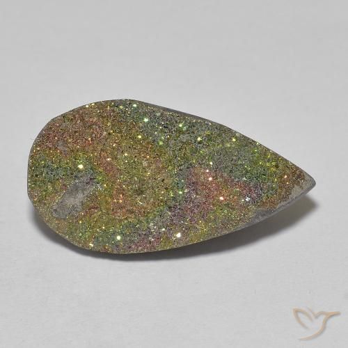 Pyrite arc-en-ciel Multicolore naturelle En forme de poire, 8.03 ct, Opaque