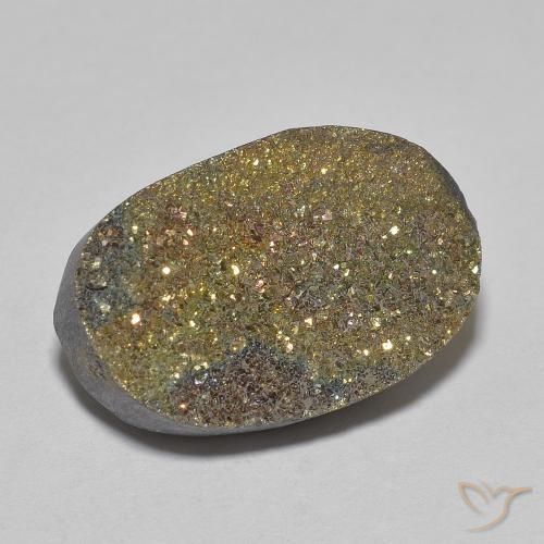 Pyrite arc-en-ciel Multicolore naturelle ovale, 11.05 ct, Opaque