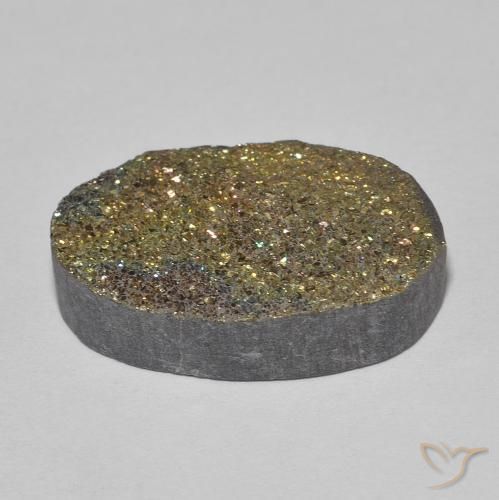 Pyrite arc-en-ciel Multicolore naturelle ovale, 11.05 ct, Opaque