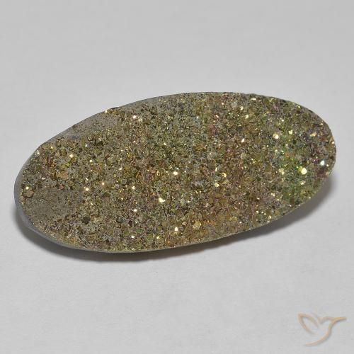 Pyrite arc-en-ciel Multicolore naturelle ovale, 9.77 ct, Opaque