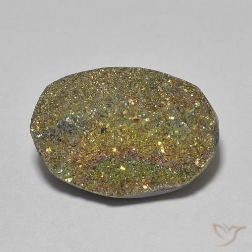 7.46ct Naturel Multicolore Pyrite arc-en-ciel, ovale, Opaque