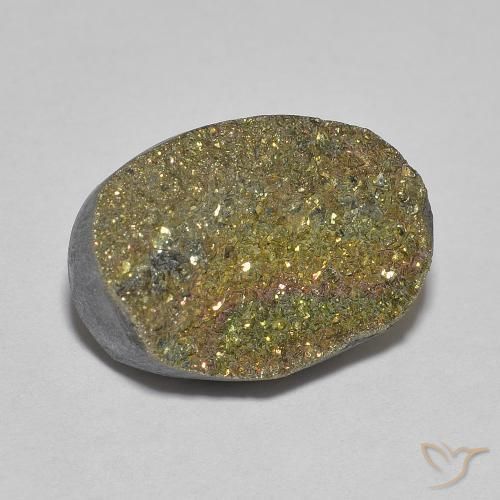 Pyrite arc-en-ciel Multicolore naturelle ovale, 7.46 ct, Opaque