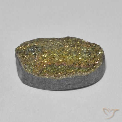 Pyrite arc-en-ciel Multicolore naturelle ovale, 7.46 ct, Opaque