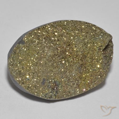 Pyrite arc-en-ciel Multicolore naturelle ovale, 18.68 ct, Opaque