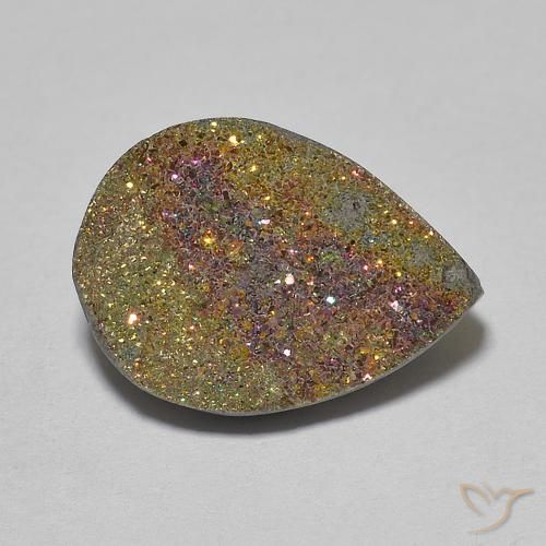 6.65ct Naturel Multicolore Pyrite arc-en-ciel, En forme de poire, Opaque
