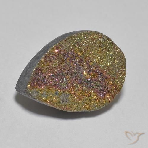 Pyrite arc-en-ciel Multicolore naturelle En forme de poire, 6.65 ct, Opaque