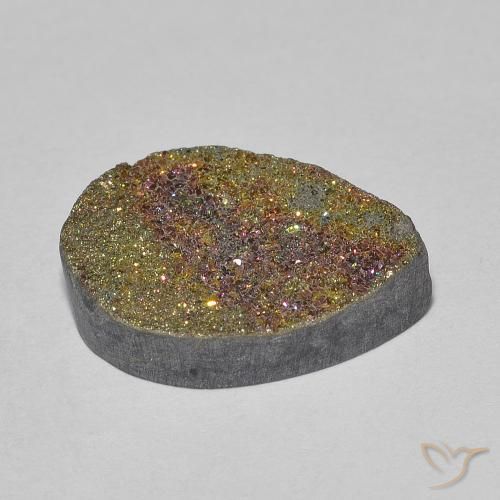 Pyrite arc-en-ciel Multicolore naturelle En forme de poire, 6.65 ct, Opaque
