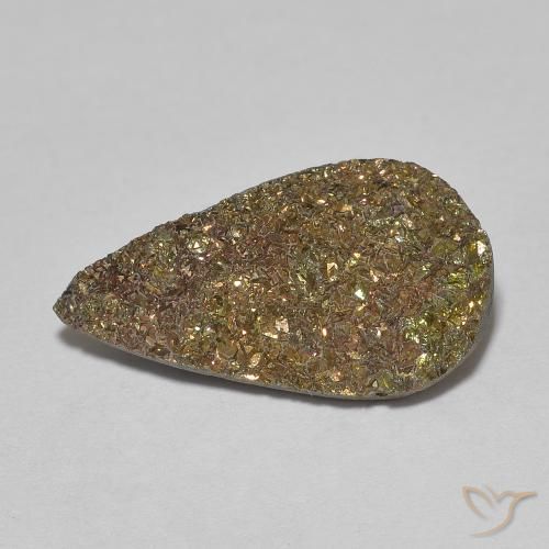 5.38ct Naturel Multicolore Pyrite arc-en-ciel, En forme de poire, Opaque