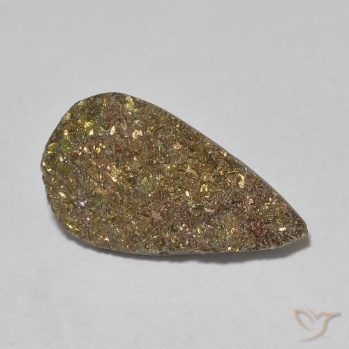 Pyrite arc-en-ciel Multicolore naturelle En forme de poire, 5.38 ct, Opaque