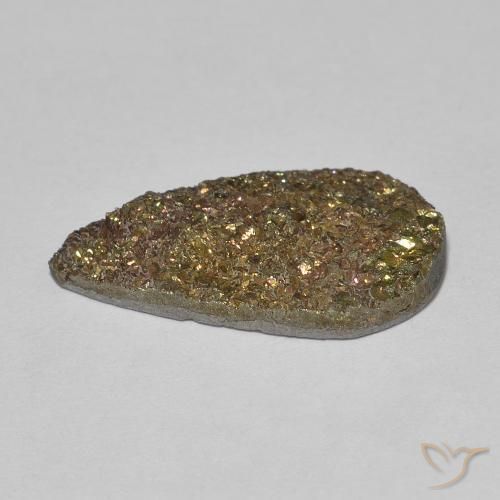 Pyrite arc-en-ciel Multicolore naturelle En forme de poire, 5.38 ct, Opaque
