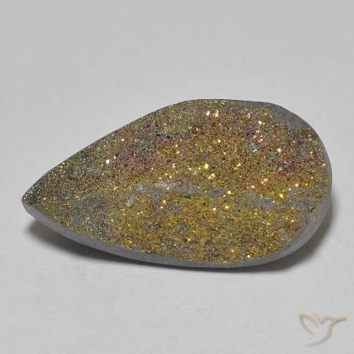 Pyrite arc-en-ciel Multicolore naturelle En forme de poire, 10.62 ct, Opaque