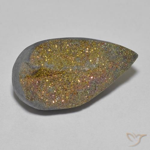 Pyrite arc-en-ciel Multicolore naturelle En forme de poire, 10.62 ct, Opaque