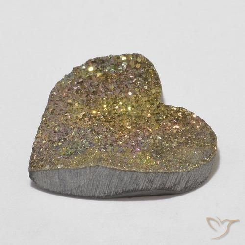 Pyrite arc-en-ciel Multicolore naturelle Cœur, 7.36 ct, Opaque