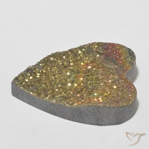 Pyrite arc-en-ciel multicolore naturelle forme de coeur, 13,78 ct, opaque
