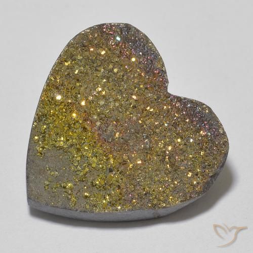 Pyrite arc-en-ciel Multicolore naturelle Cœur, 13.57 ct, Opaque