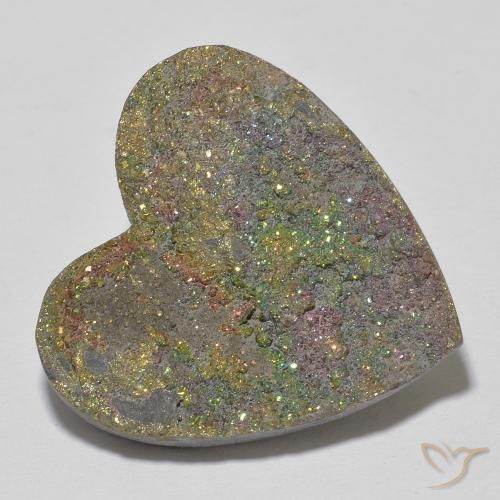 Pyrite arc-en-ciel Multicolore naturelle Cœur, 17.87 ct, Opaque