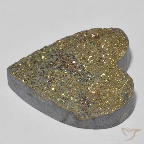 Pyrite arc-en-ciel Multicolore naturelle Cœur, 28.68 ct, Opaque