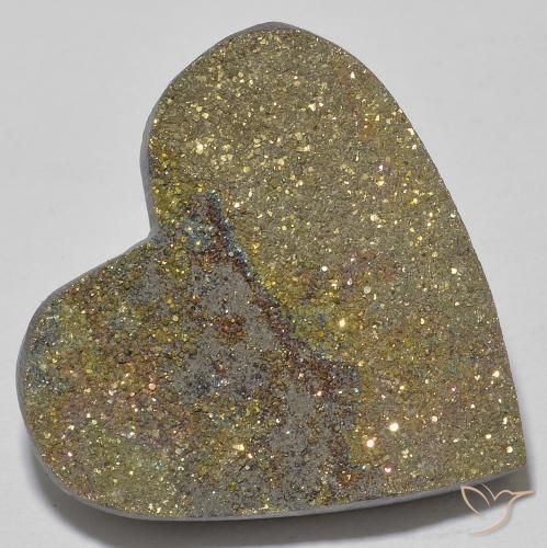 Pyrite arc-en-ciel Multicolore naturelle Cœur, 26.19 ct, Opaque