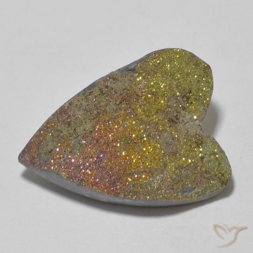 Pyrite arc-en-ciel Multicolore naturelle Cœur, 12.80 ct, Opaque