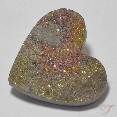 9.21ct Naturel Multicolore Pyrite arc-en-ciel, Cœur, Opaque