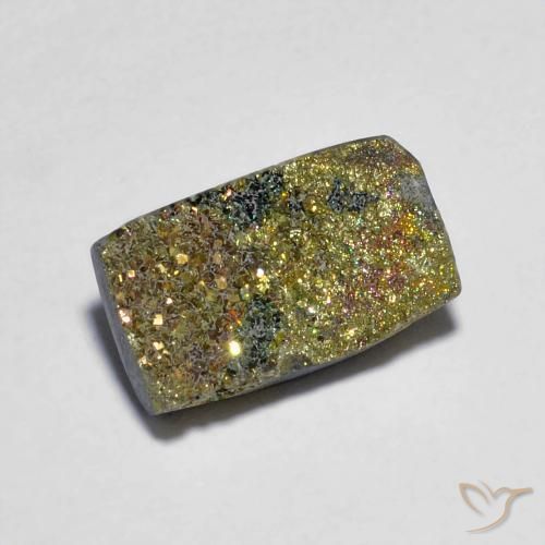Pyrite arc-en-ciel multicolore naturelle baguette, 3,88 ct, opaque