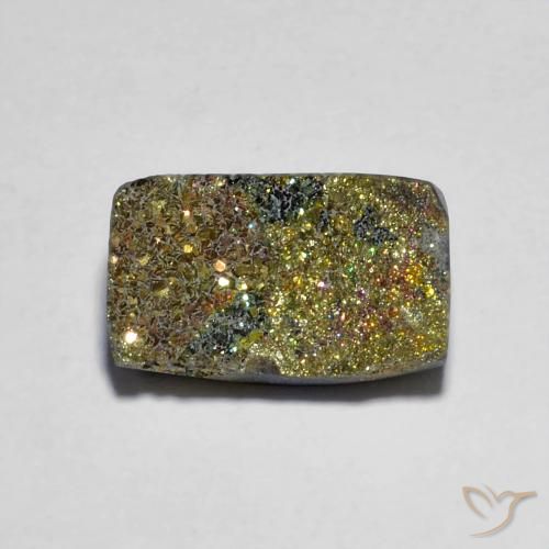 Pyrite arc-en-ciel multicolore naturelle baguette, 3,88 ct, opaque