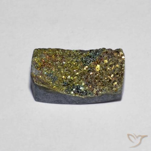 Pyrite arc-en-ciel multicolore naturelle baguette, 3,88 ct, opaque