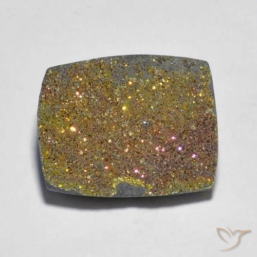7.46ct Naturel Multicolore Pyrite arc-en-ciel, Baquette, Opaque